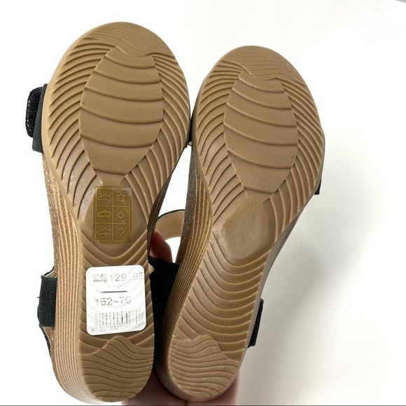 Ekoes black leather wedge sandals 152-7C - Picture 6 of 7